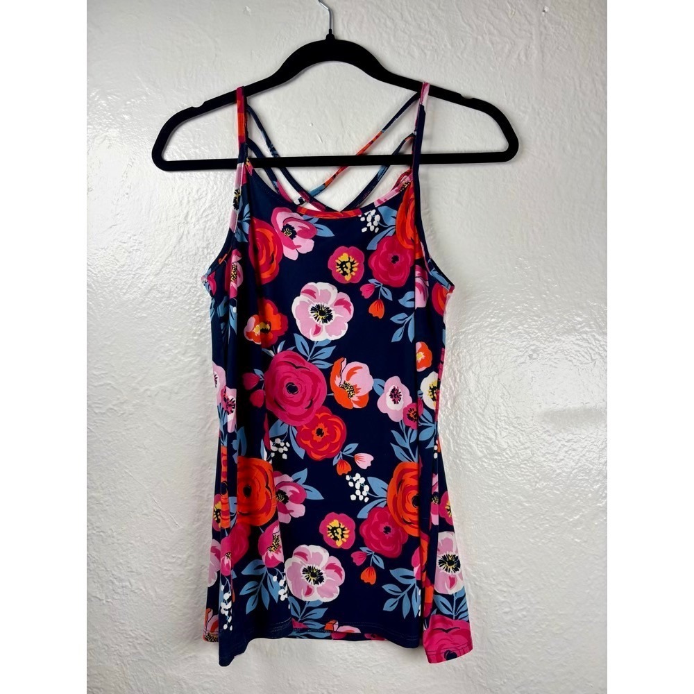 Floral Navy Strappy Tank Top - Women